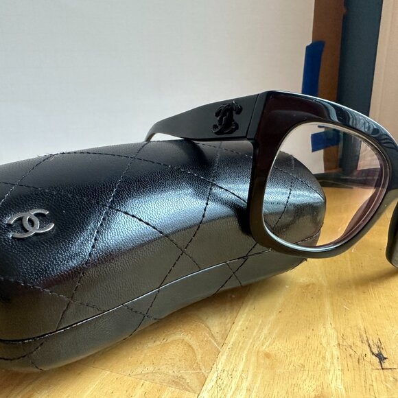 Chanel Oversized Black Framed Glasses + Case - THESE HAVE A PRESCRIPTION IN THEM - Picture 2 of 10
